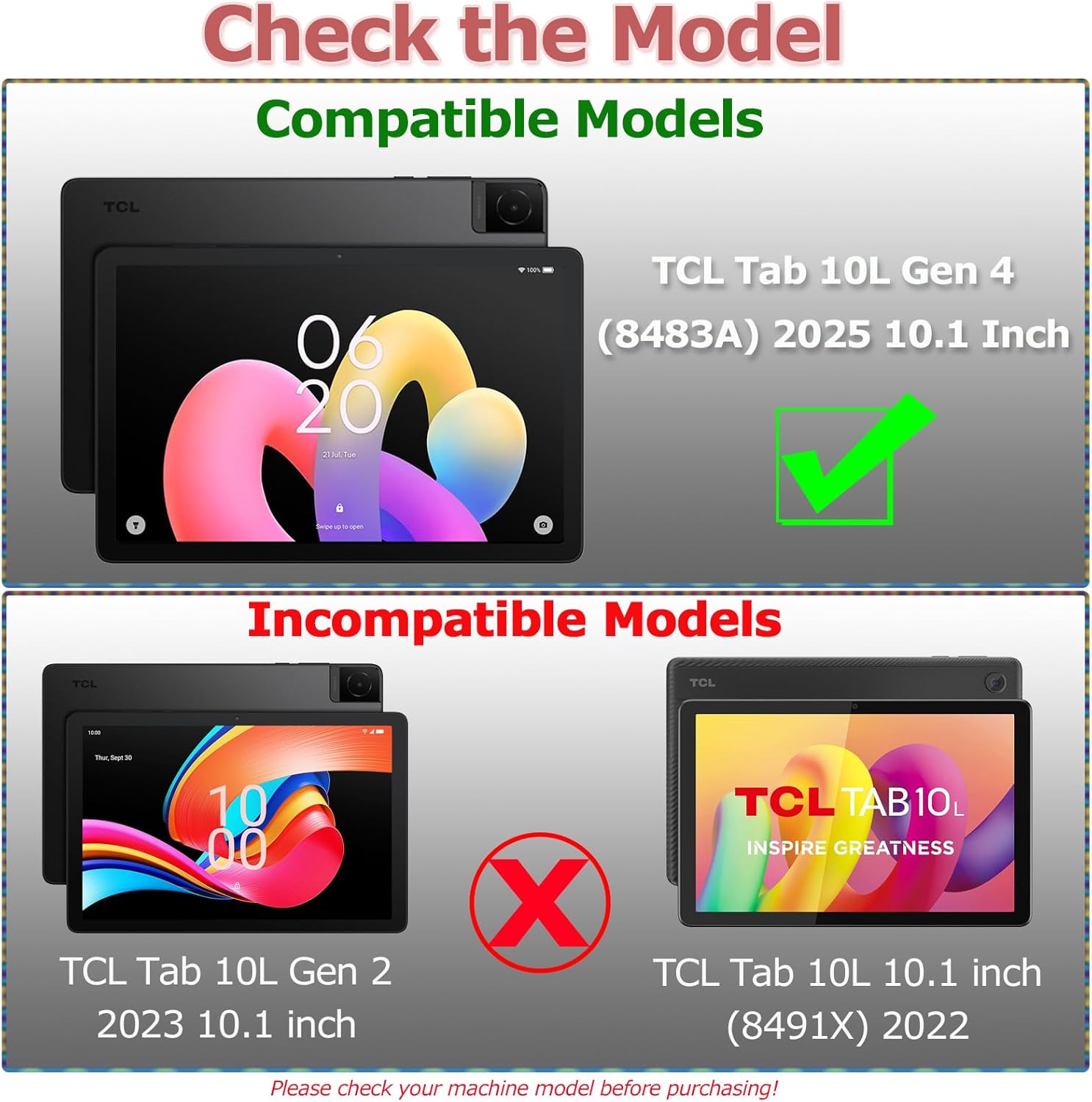 TCL Tab 10L Gen 4 10.1 Inch Case Tablet Stand Cover Kids Heavy duty Shockproof Black