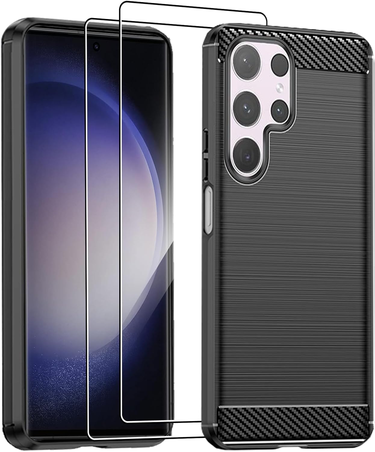 Samsung Galaxy S24 Plus Ultra Case Carbon Fibre Phone Cover & Screen Protector