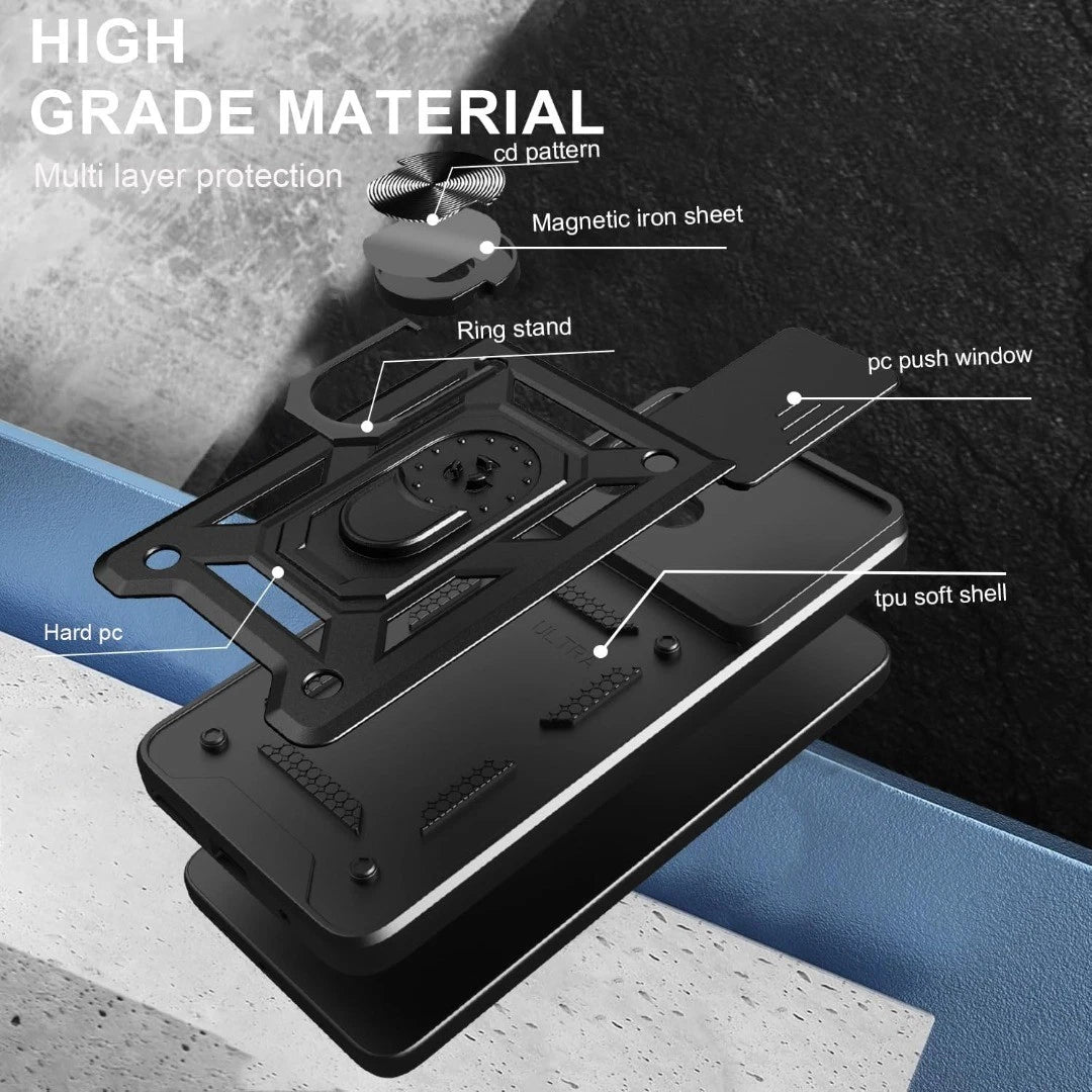 Oppo A6 Pro Case Shockproof Ring Stand Phone Cover & Screen Protector