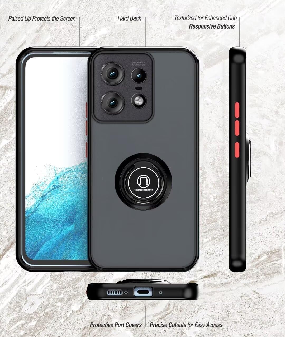 Motorola Edge 50 Pro Case Kickstand Shockproof Cover Heavy Duty & Screen Protector
