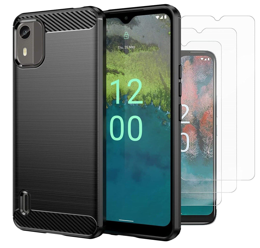 Nokia C12 Case And Glass Screen Protector