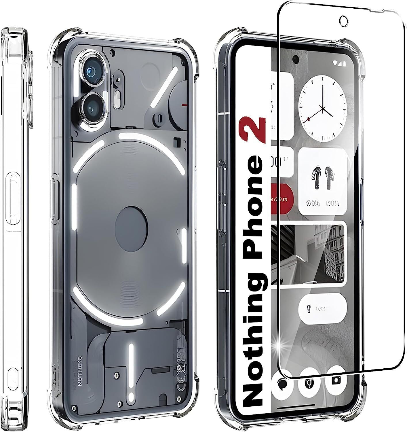 Nothing Phone 2 Case Clear Phone Cover & Screen Protector