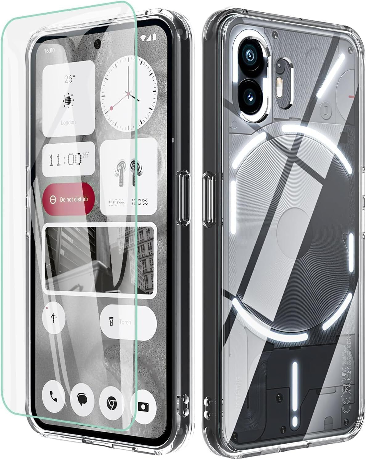 Nothing Phone 2 Case Clear Phone Cover & Screen Protector