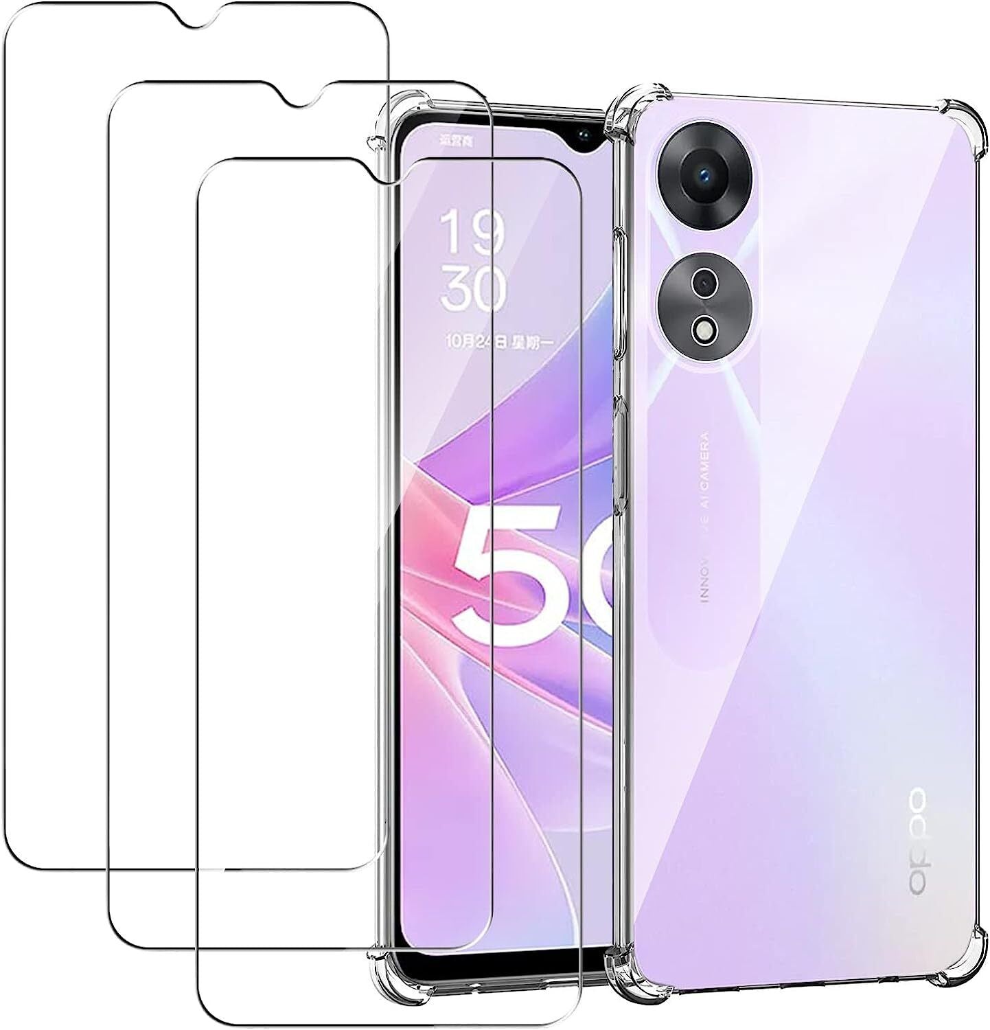 Oppo A58 / Oppo A78 5G Case Clear Phone Cover & Screen Protector