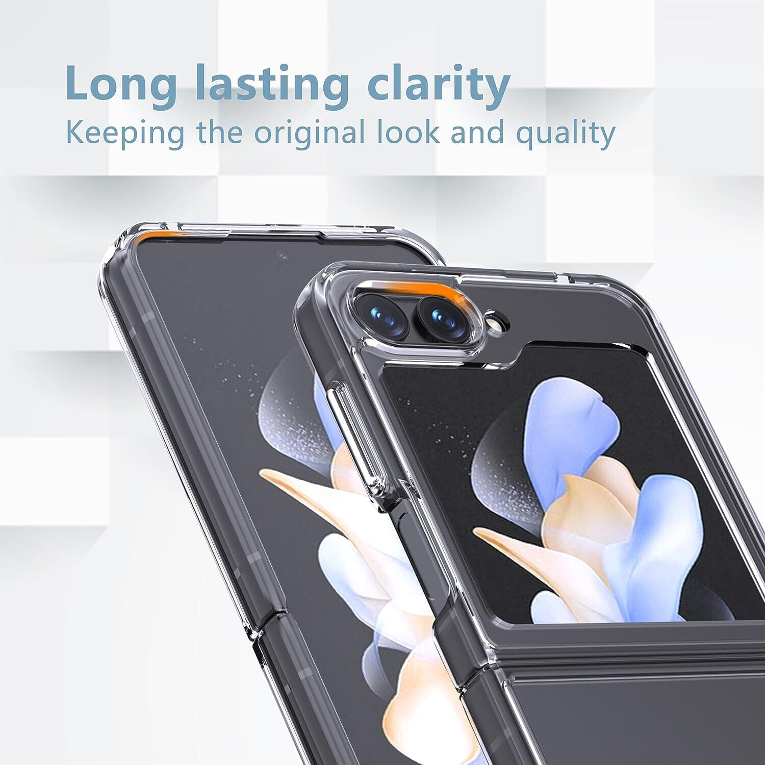 Samsung Galaxy Z Flip 5 Case Clear Shockproof Hard Cover & Glass Screen Protector