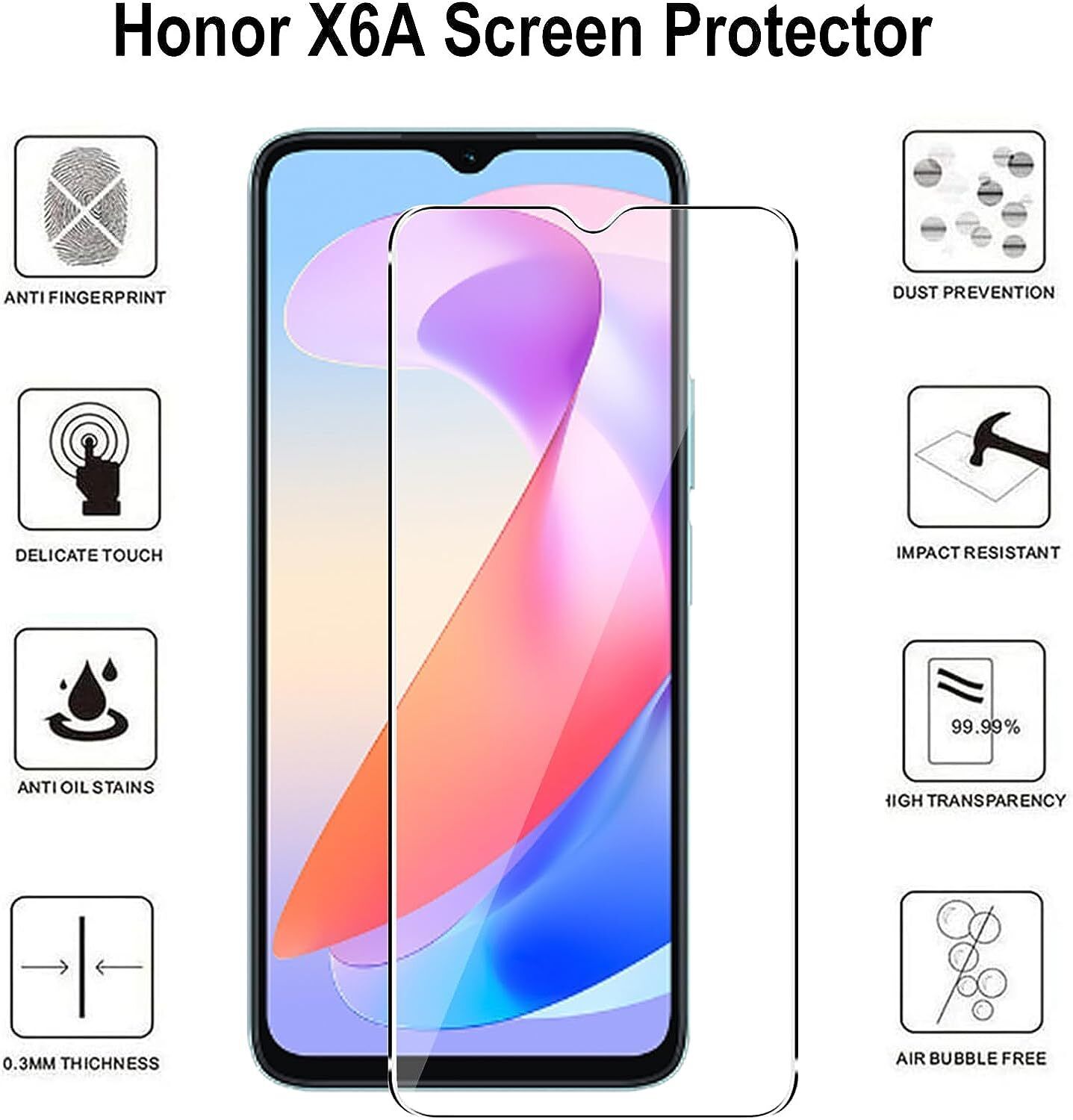 Honor X6a Screen Protector Glass [2 Pack]