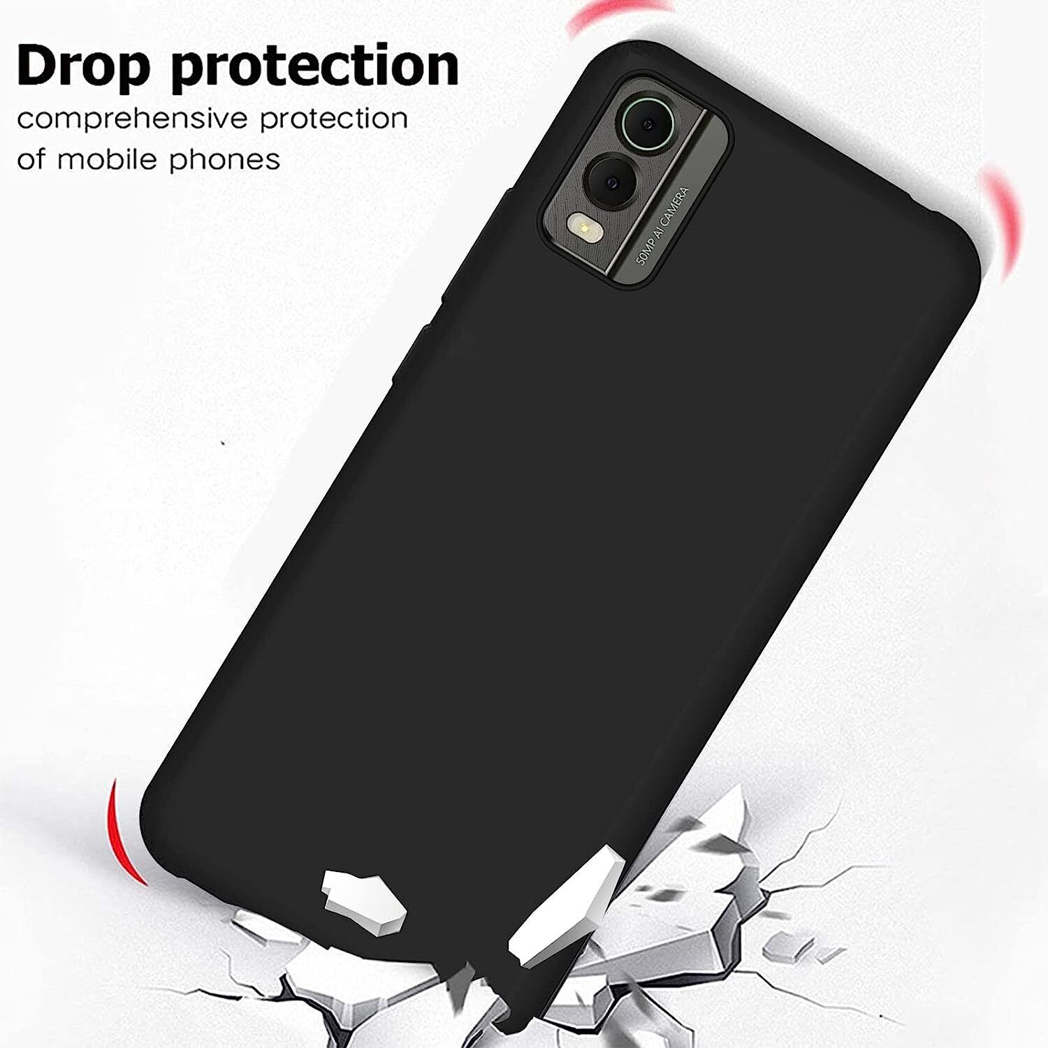 Nokia C32 Case Black Gel Phone Cover And Screen Protector