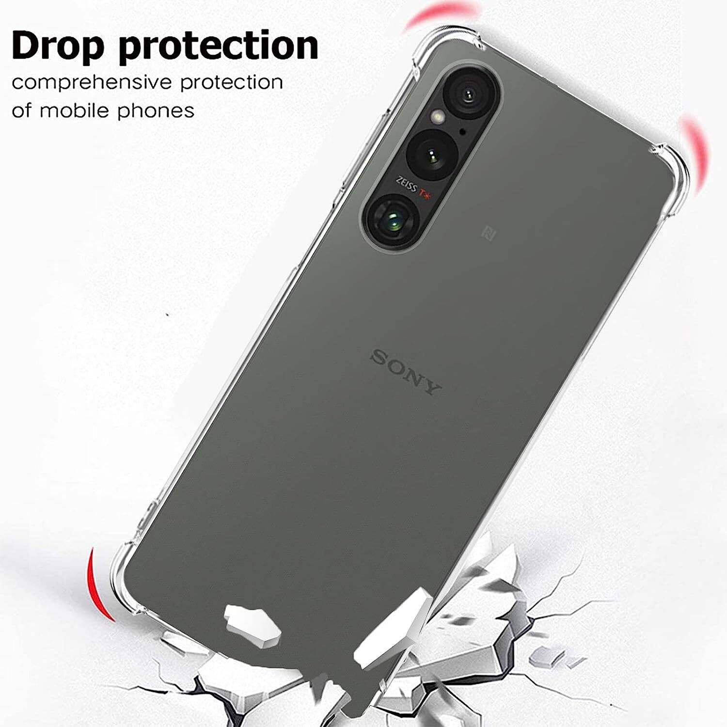 Sony Xperia 1 V Case Clear Silicone Shockproof Gel Phone Cover