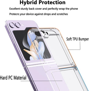 Samsung Galaxy Z Flip 5 Case Clear Shockproof Gel Hard Cover & Glass Screen Protector