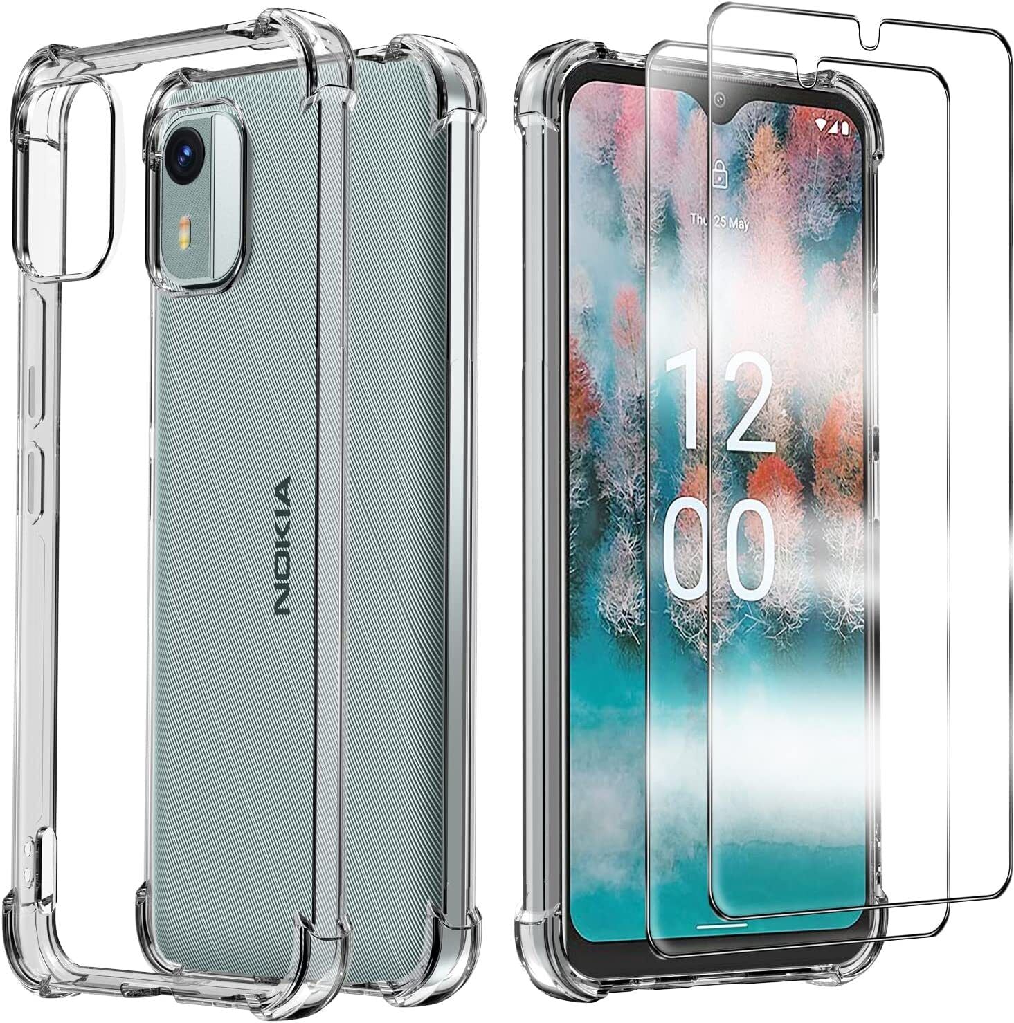 Nokia C12 Case Clear Phone Cover & Screen Protector
