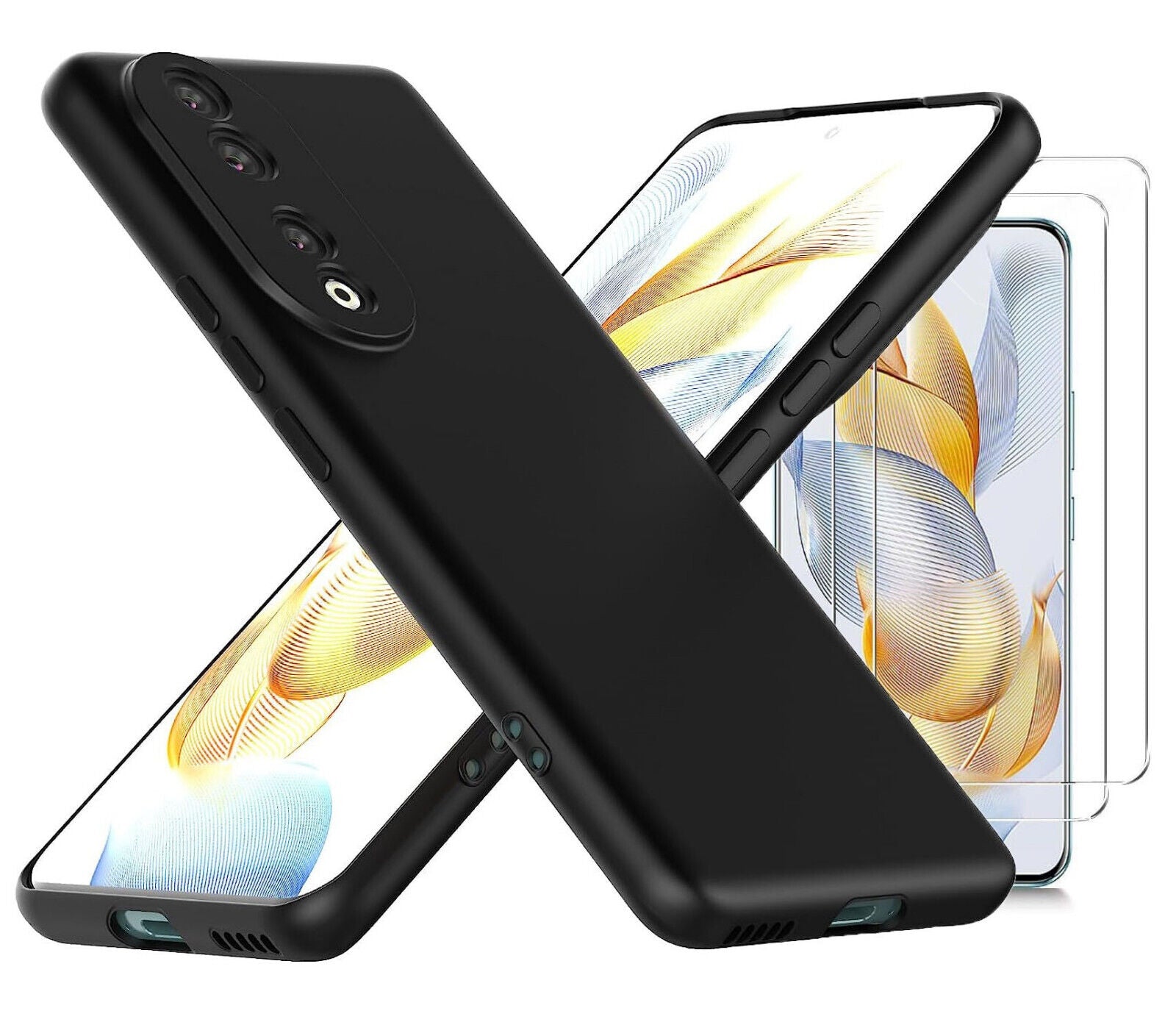 Honor 90 5G Case Black Gel Phone Cover And Screen Protector