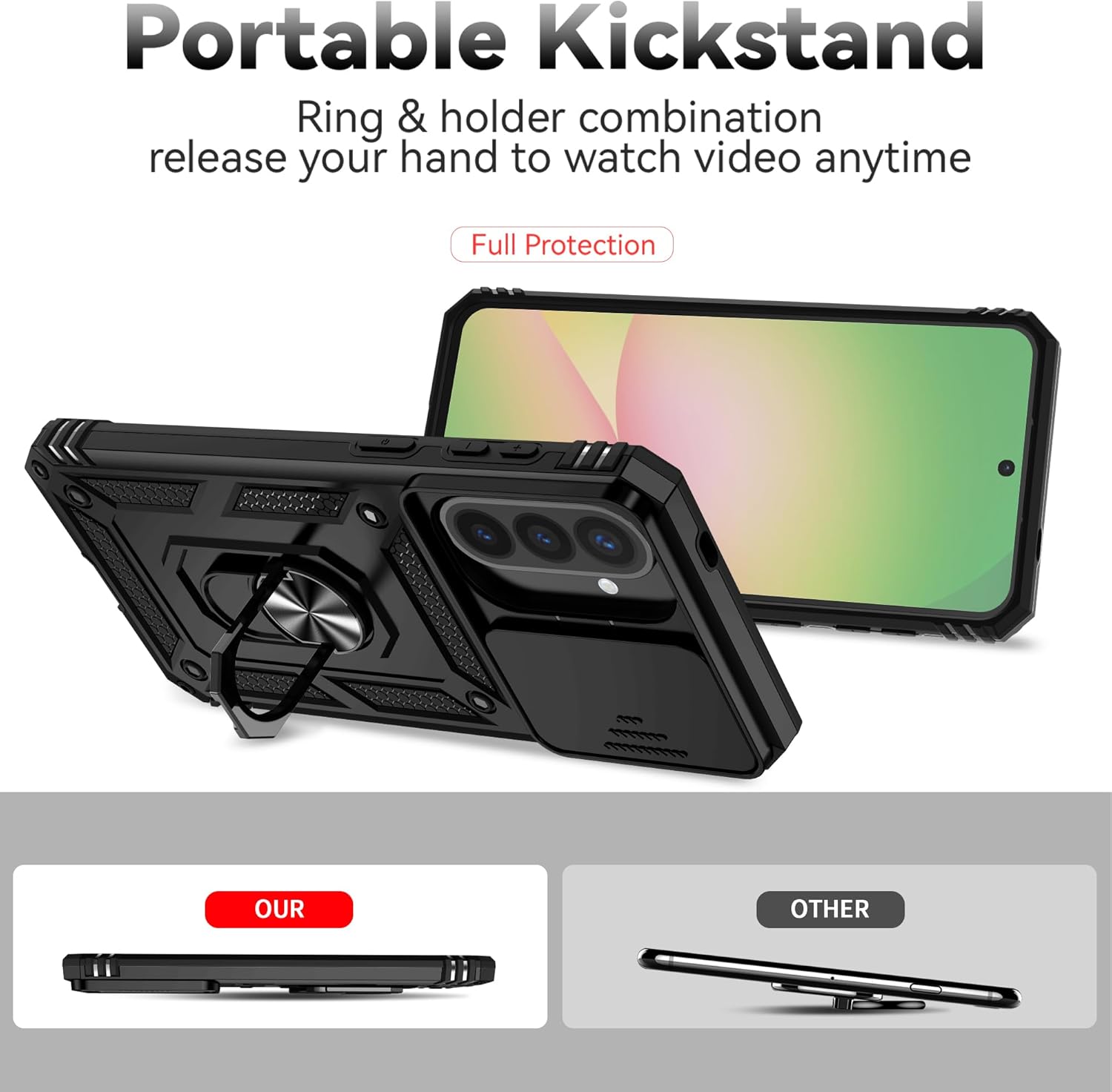 Samsung Galaxy A37 Case Shockproof Ring Stand Phone Camera Lens Cover