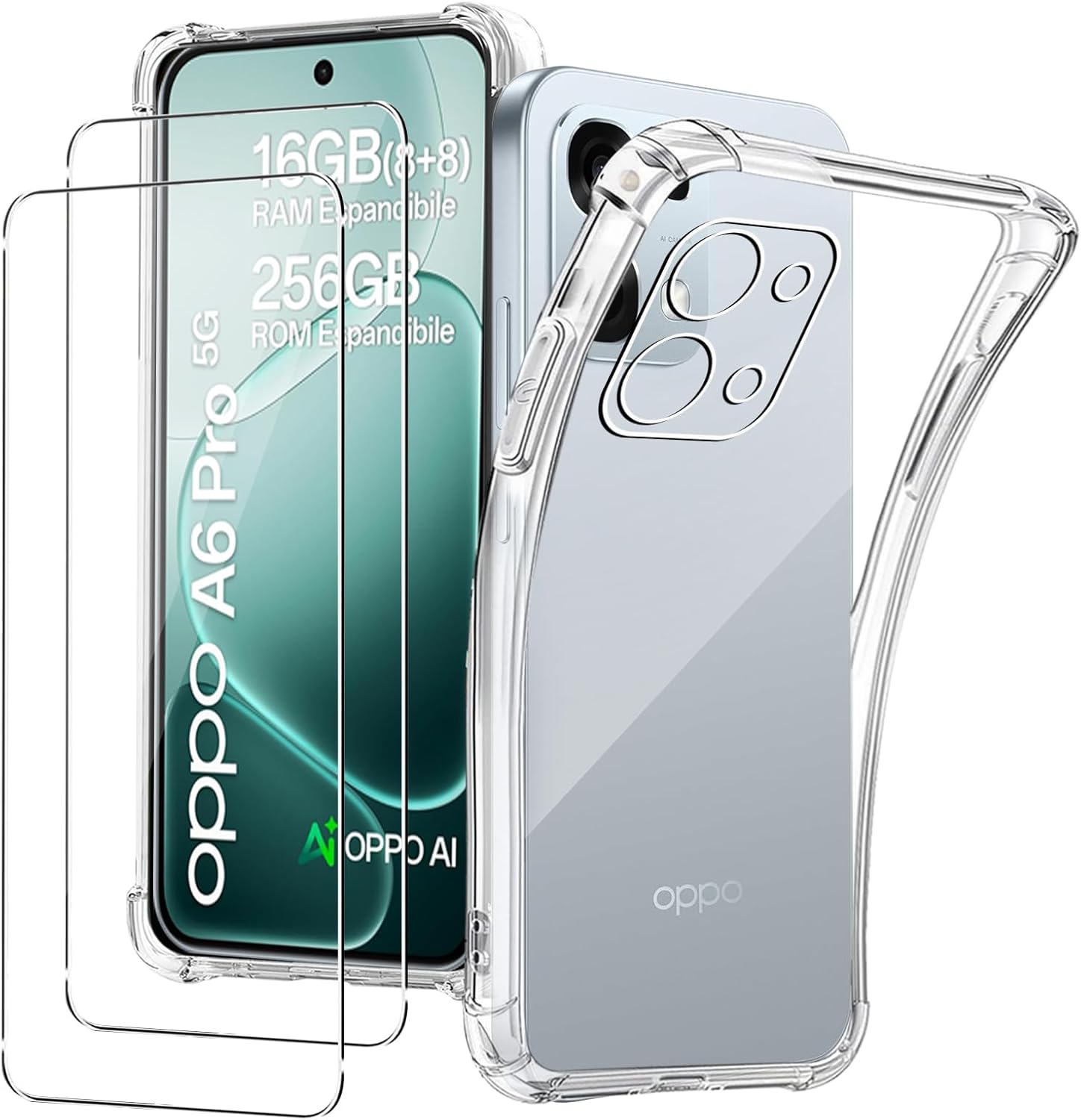 Oppo A6 Pro Case Clear Phone Cover & Screen Protector