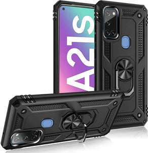 Samsung Galaxy A21s Case Kickstand Cover & Glass Screen Protector
