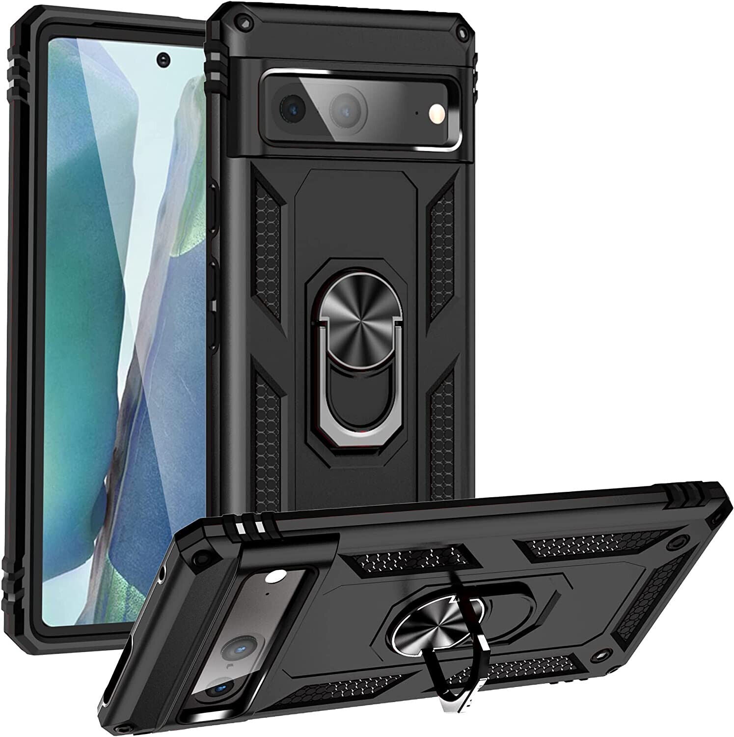 Google Pixel 7 Case Kickstand Ring Cover & Glass Screen Protector