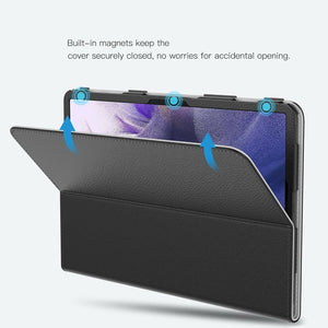 Samsung Galaxy Tab S7 FE Case Leather Folio Stand  & Glass Protector