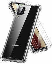 Samsung Galaxy M12 Case Clear Shockproof Cover & Glass Screen Protector