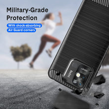 Xiaomi Redmi 10C Case, Carbon Fibre Cover & Glass Screen Protector