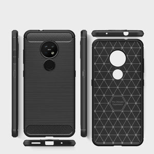 Nokia 6.2 Case Carbon Fibre Cover & Glass Screen Protector