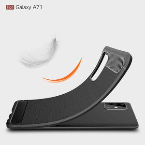 Samsung Galaxy A71 Case Carbon Fibre Cover & Glass Screen Protector