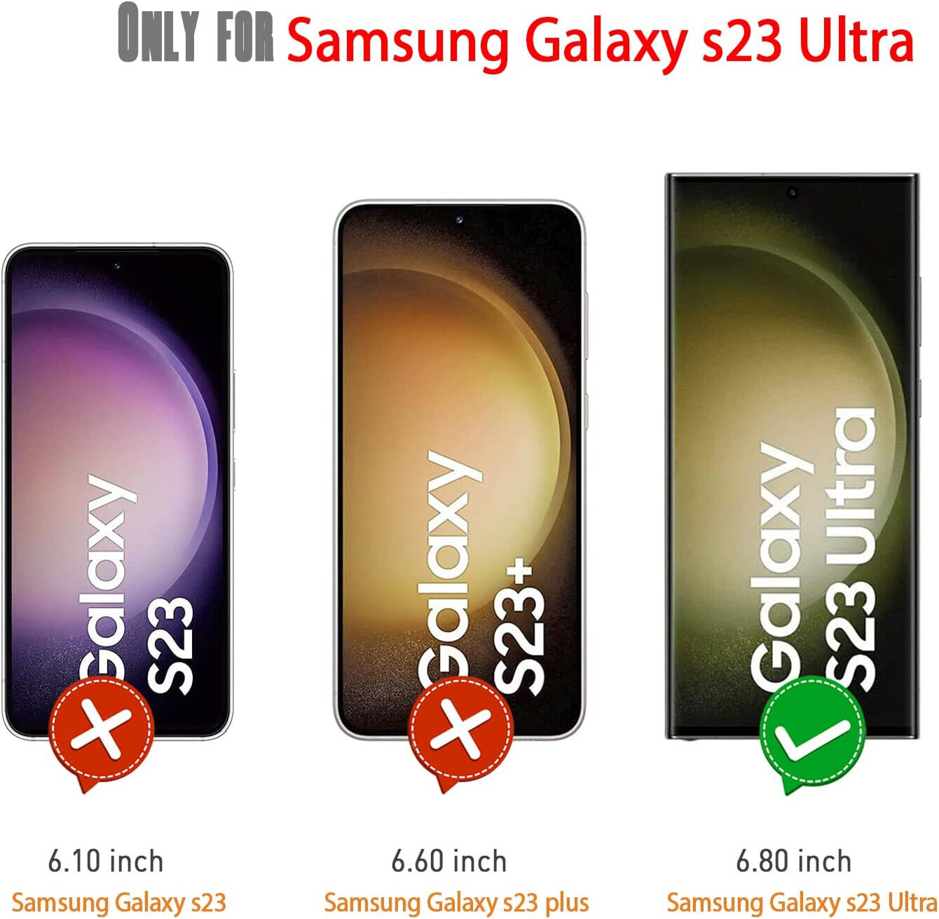 2 Pack Samsung Galaxy S23 Ultra Tempered Glass Screen Protector Full Cover