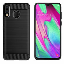 Samsung Galaxy A40 Case Carbon Fibre Cover & Glass Screen Protector