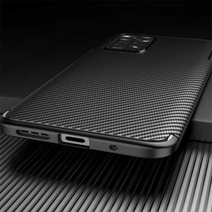 Xiaomi Redmi 10 Case Carbon Slim Cover & Glass Screen Protector