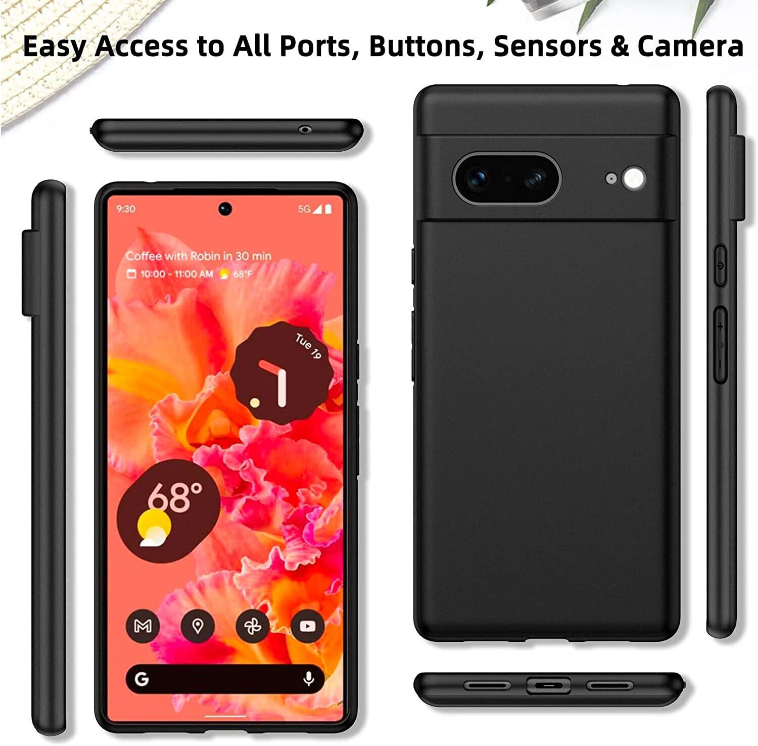Google Pixel 7 Case Slim Soft Silicone Gel Cover - Matte Black