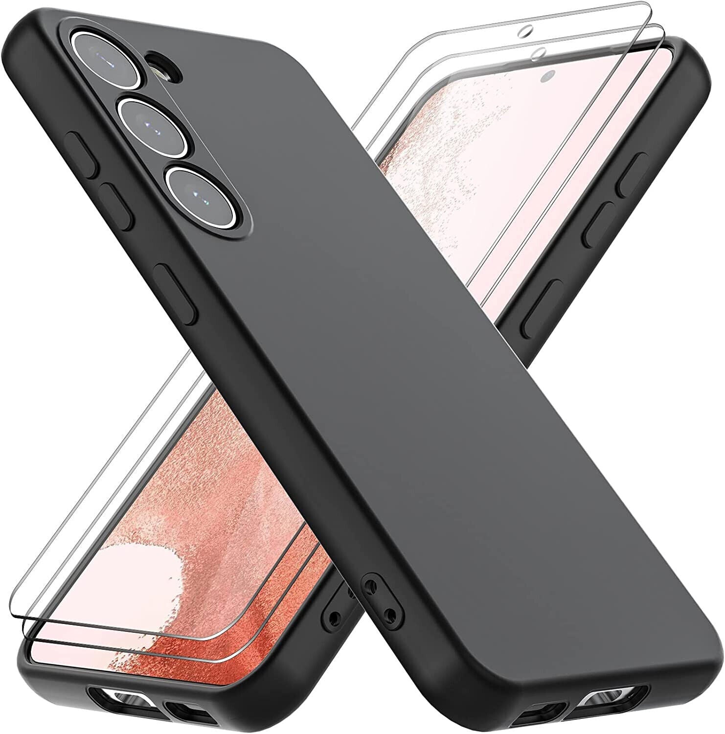 Samsung Galaxy S23+ Plus Case, Silicone Phone Cover & Glass Screen Protector