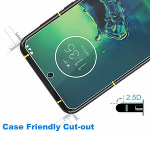 Motorola Moto G8 Plus Case Carbon Fibre Cover & Glass Screen Protector