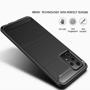 Samsung Galaxy A52 Case Carbon Fibre Cover & Glass Screen Protector