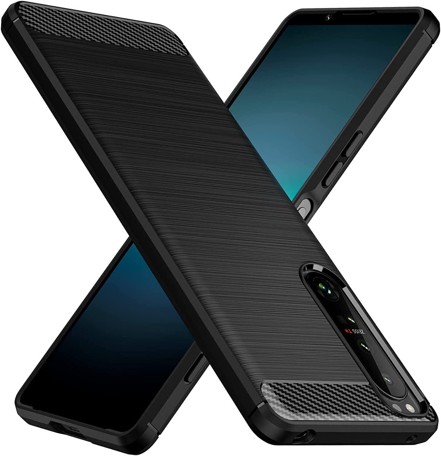 Sony Xperia 1 IV Case Carbon Fibre Cover & Glass Screen Protector