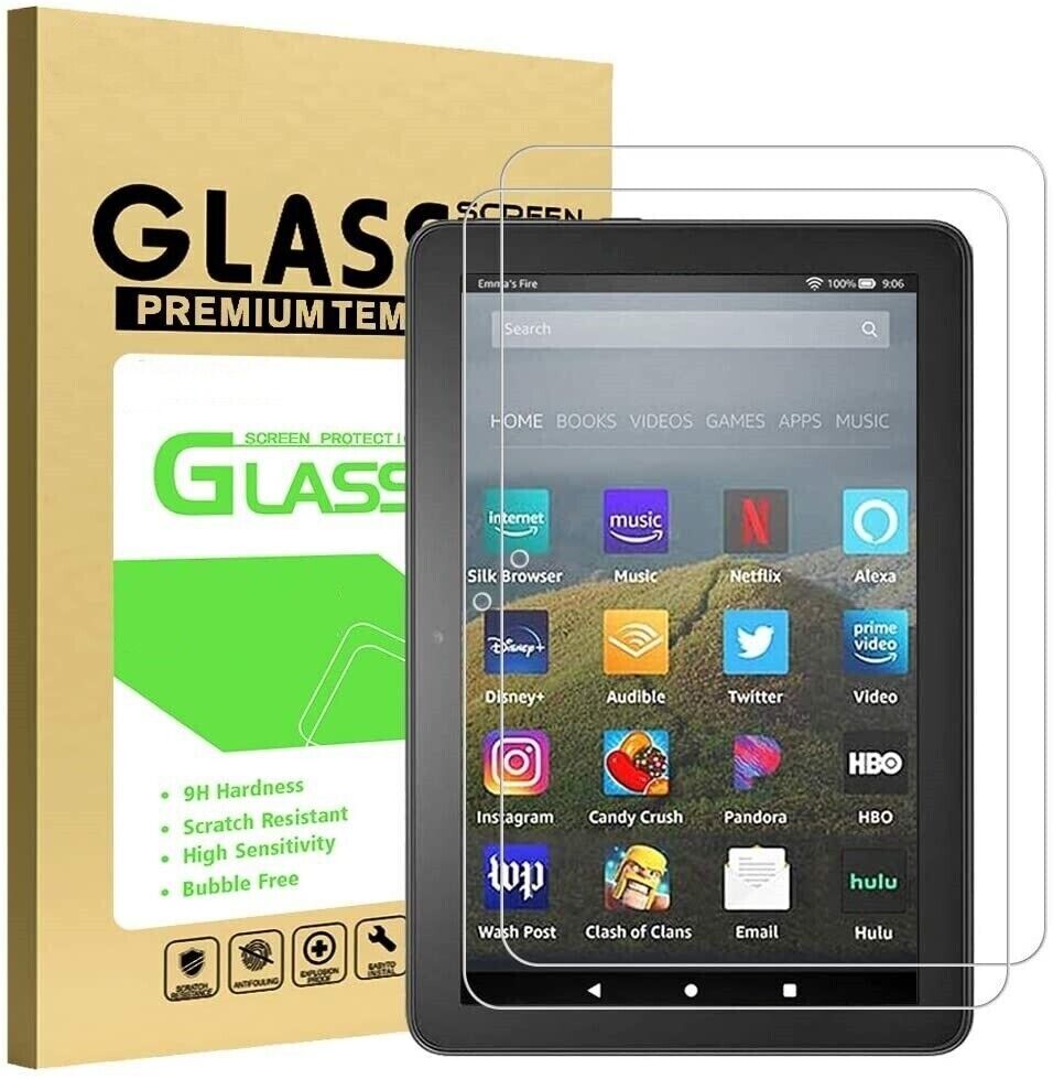 Amazon Fire HD 10 2019/2021/Plus Screen Protector Glass  HD8/HD8 Plus