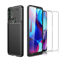 Motorola Moto E40 Case Carbon Slim Cover & Glass Screen Protector