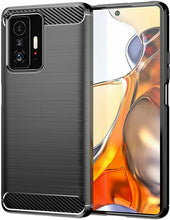 Xiaomi 11T Case Carbon Fibre Cover & Glass Screen Protector