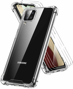 Samsung Galaxy A12 Case Clear Shockproof Cover & Glass Screen Protector