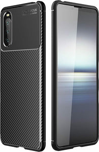 Sony Xperia 10 III Case Carbon Slim Cover & Glass Screen Protector