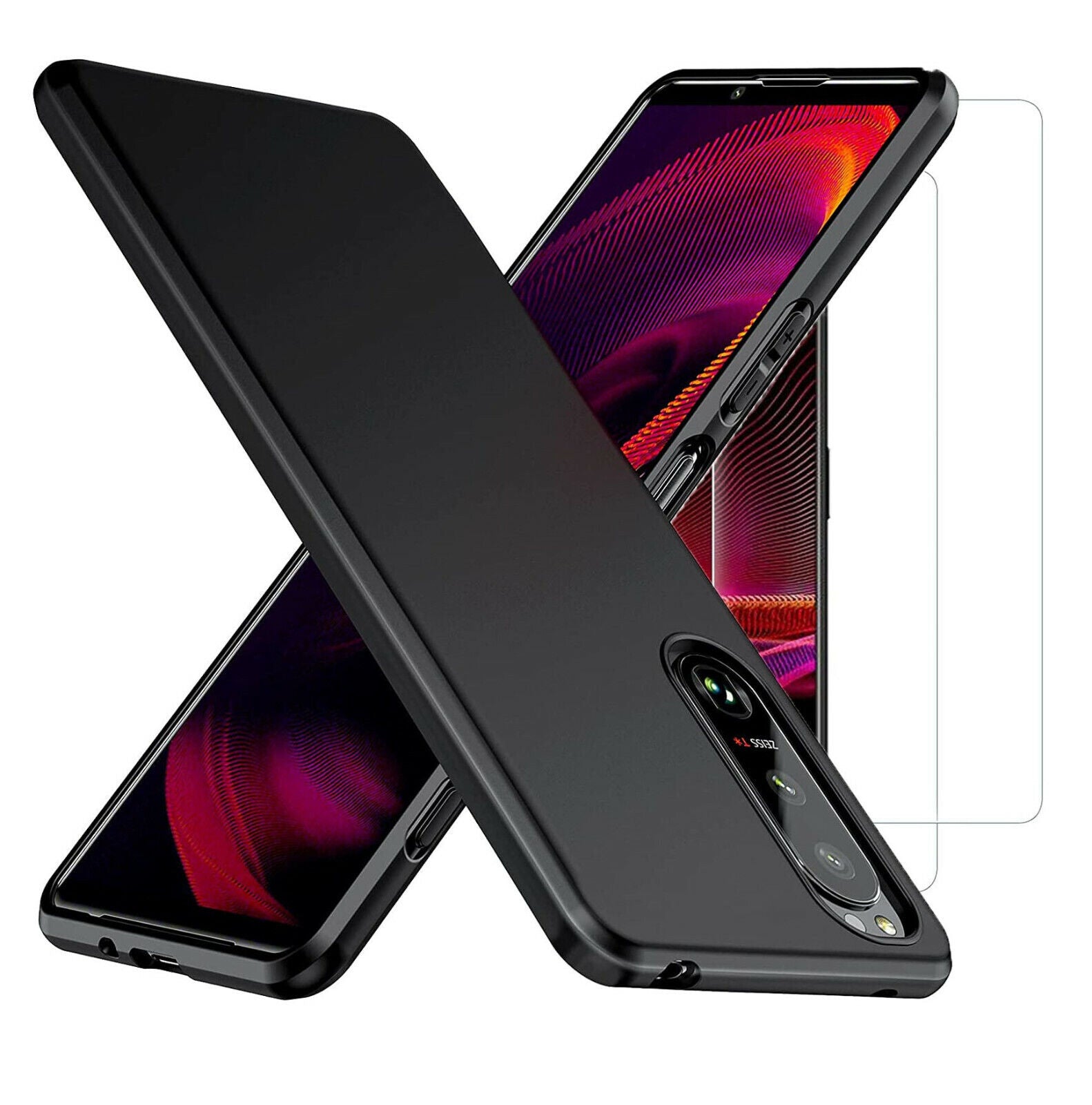 Sony Xperia 5 IV Case Slim Silicone Cover & Glass Screen Protector