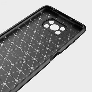 Xiaomi Poco X3 Case Carbon Fibre Cover & Glass Screen Protector