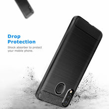Samsung Galaxy A40 Case Carbon Fibre Cover & Glass Screen Protector