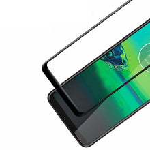 Motorola One Macro Case Carbon Gel Cover & Full Glass Screen Protector