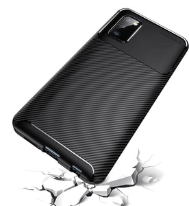 Samsung Galaxy A03s Case Carbon Slim Cover & Glass Screen Protector