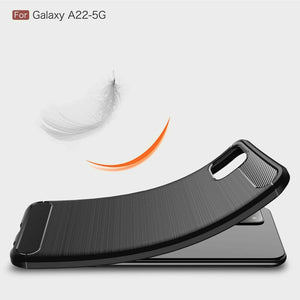 Samsung Galaxy A22 5G Case Carbon Cover & Glass Screen Protector