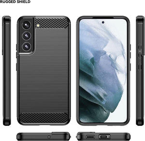 Samsung Galaxy S23 Case Carbon Fibre Phone Cover & Glass Screen Protector