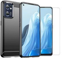 Oppo Find X5 Lite Case Carbon Fibre Gel Cover & Glass Screen Protector