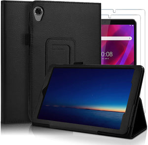 Lenovo Tab M8 3rd Gen Case Leather Folio Stand  & Glass Protector