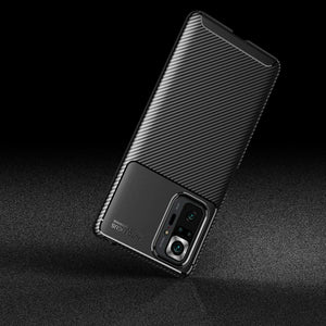 Xiaomi Redmi Note 10S Case Carbon Slim Cover &Glass Screen Protector