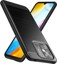 Xiaomi Redmi 10C Case, Carbon Fibre Cover & Glass Screen Protector
