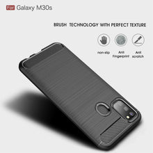 Samsung Galaxy M30s Case Carbon Fibre Cover & Glass Screen Protector
