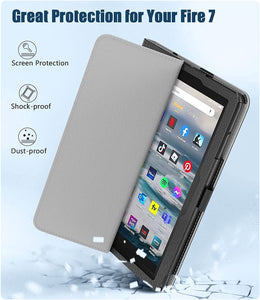 Amazon Fire 7" 12th Generation / 2022 Case Leather Folio Stand Tablet Cover